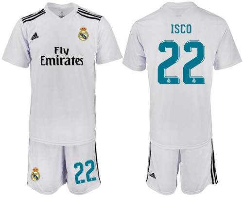 Real Madrid #22 Isco White Home Soccer Club Jersey - Click Image to Close